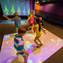 Kids active gaming with EyeClick BEAM interactive floor