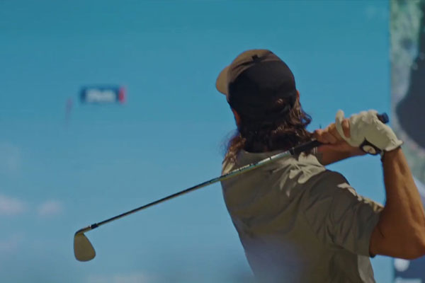 Golf simulator used during a team-building event